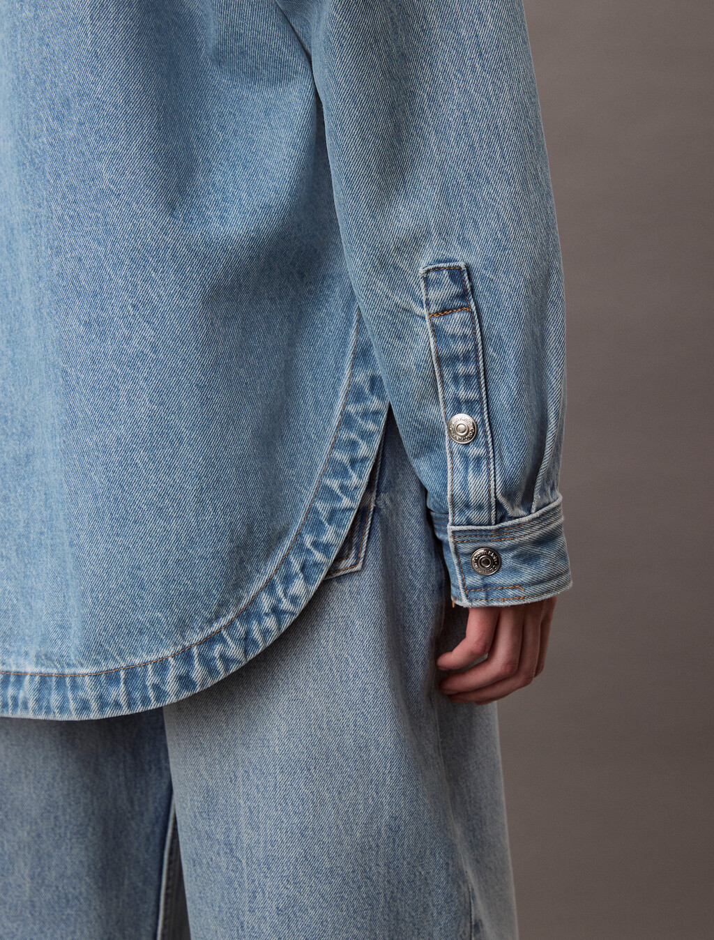 Oversized Denim Utility Shirt, LT BLUE WAVE, hi-res