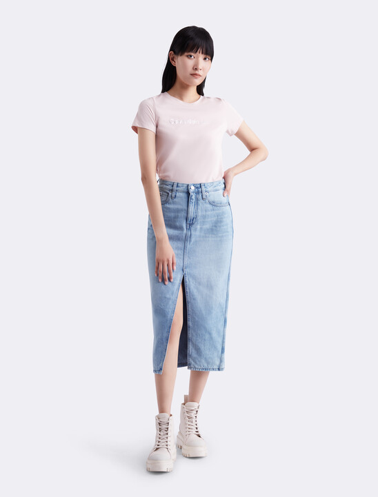 Front Split Maxi Denim Skirt