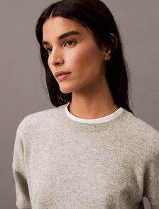 山羊絨圓領毛衣, B10 Grey Heather, hi-res