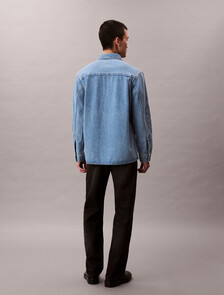 CK Emblem 90 年代牛仔襯衫式外套, CK LT BLUE STONE, hi-res
