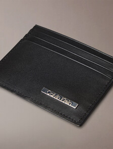 CK Plaque Leather Card Case, Black, hi-res