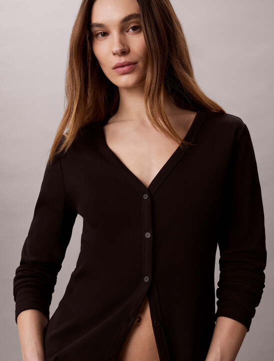 Slim Ribbed Cotton Cardigan