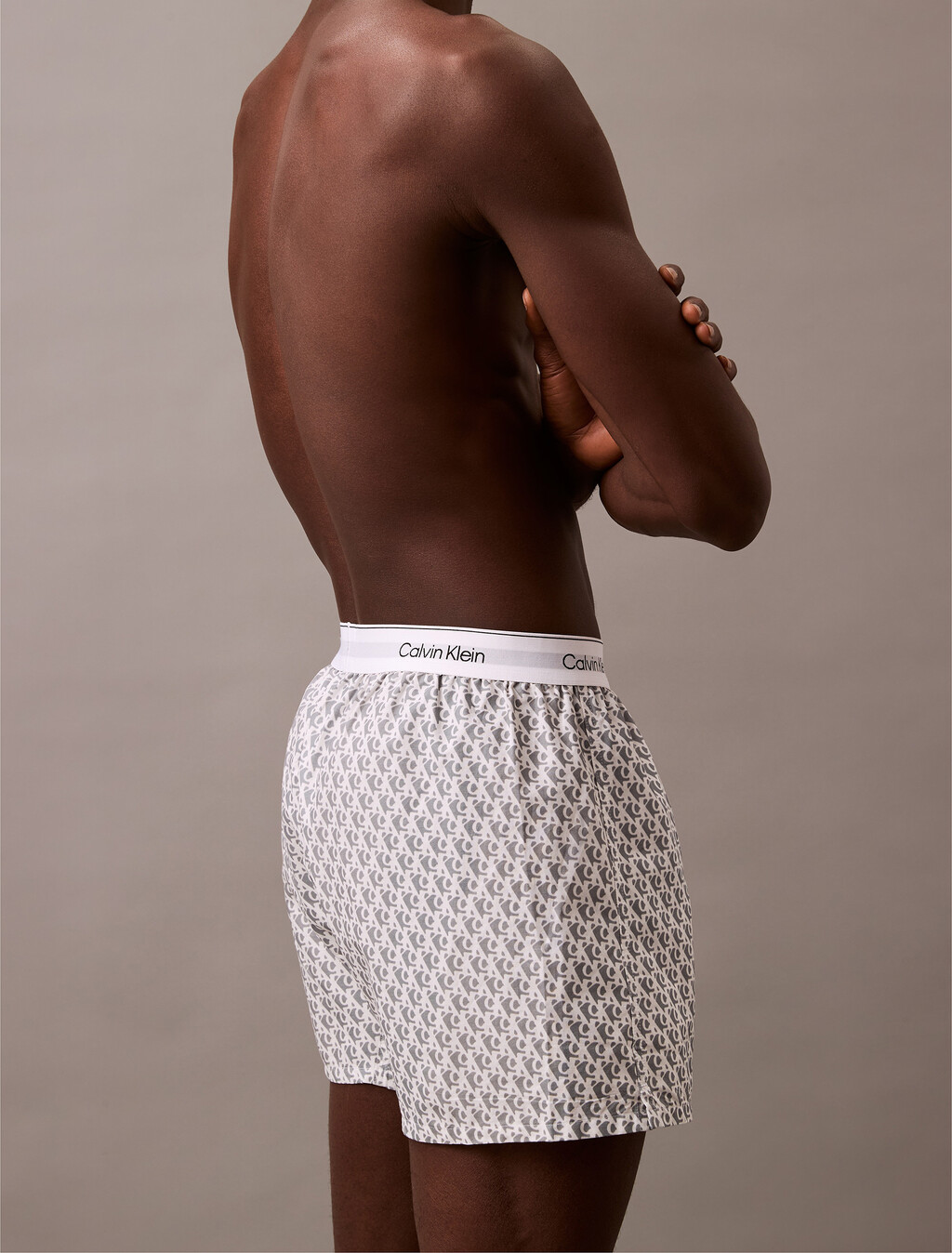 Cotton Poplin Traditional Boxers, 18659 PLUSH MONOGRAM_4.65in+ASH, hi-res