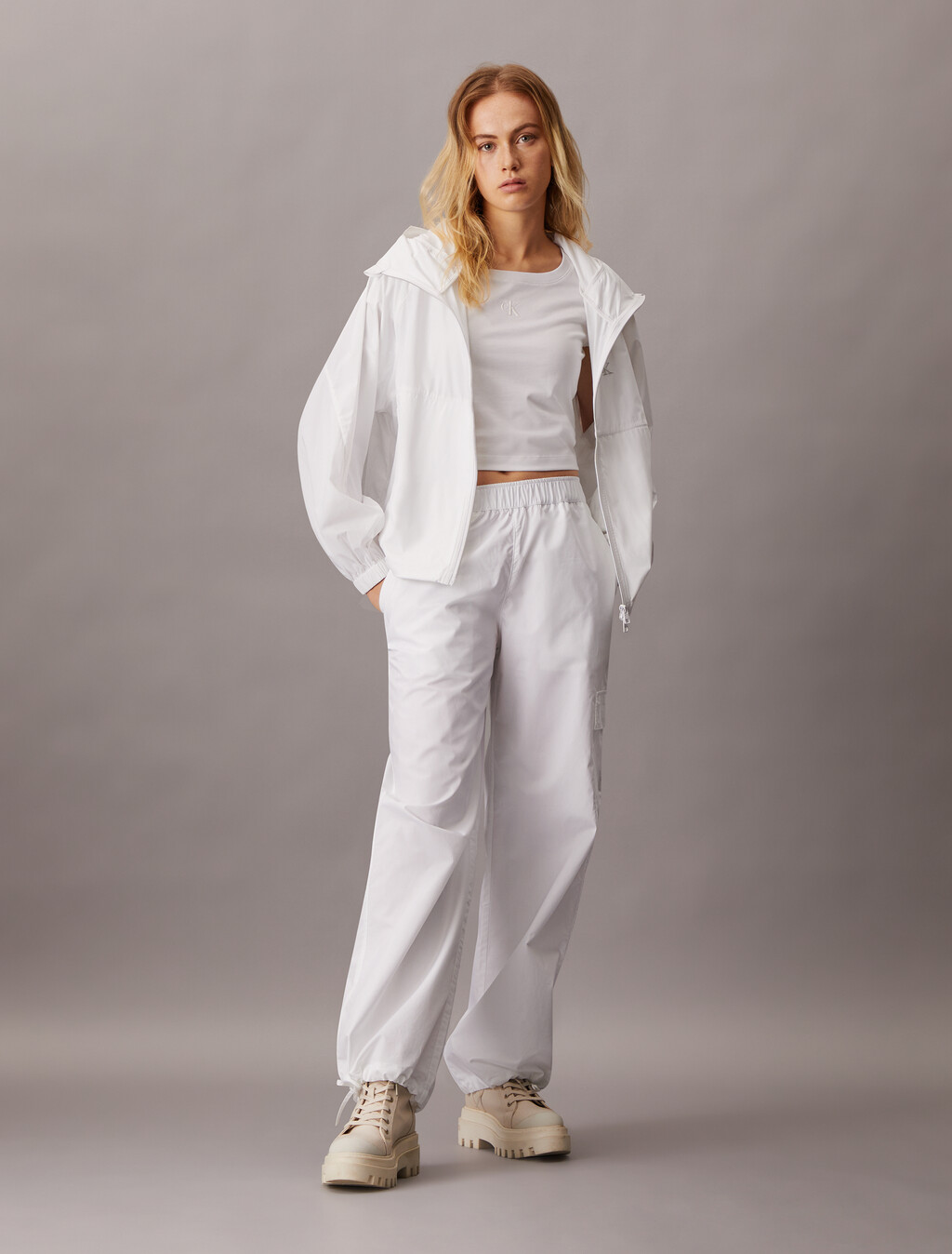 Summer Cotton Straight Utility Pants, Bright White, hi-res