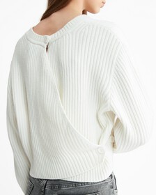 Cashmere Back Detail Sweater, Ivory, hi-res