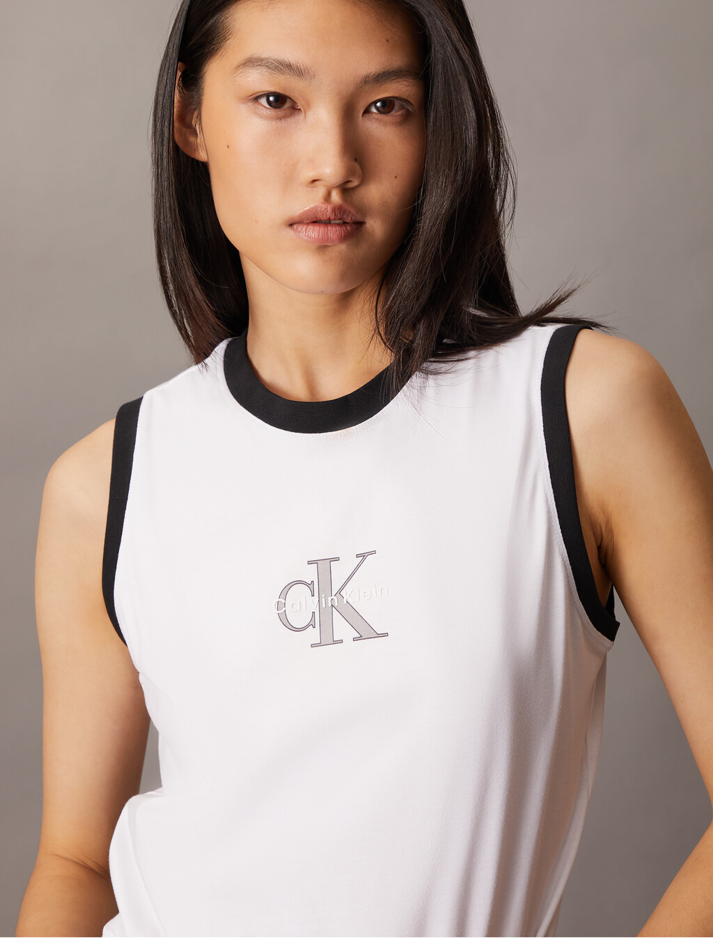 Monogram 修身背心, Brilliant White, hi-res