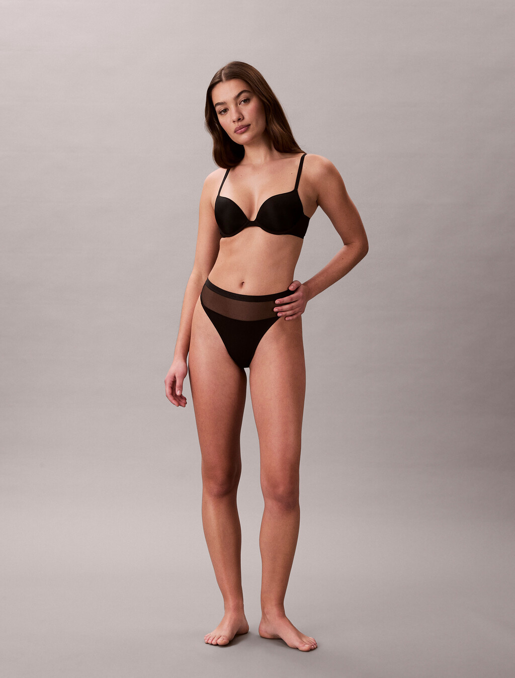 Perfectly Fit Ultralight Push Up Demi Bra, Black, hi-res