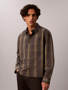 90s Check Poplin Relaxed Overshirt, Black Oyster, hi-res