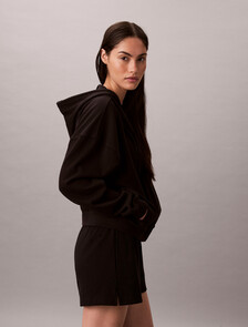 Logo Cotton Jersey Zip Thru Hoodie, Black, hi-res