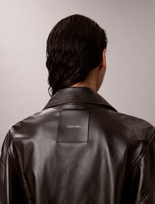 寬鬆漆皮皮革外套, Black, hi-res