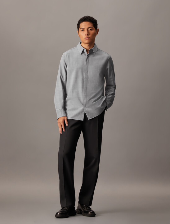 Wool Blend Covered Placket Shirt