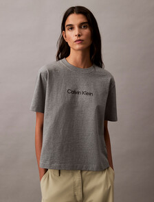 經典標誌寬鬆圓領 T 恤, Medium Grey Heather, hi-res