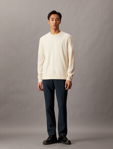 Classic Cashmere Crewneck Sweater, Antique White, hi-res