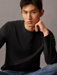 The Calvin 絲光棉圓領 T 恤, Black, hi-res