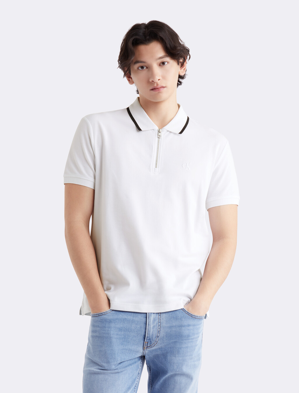 Tipped Regular Polo, Bright White, hi-res
