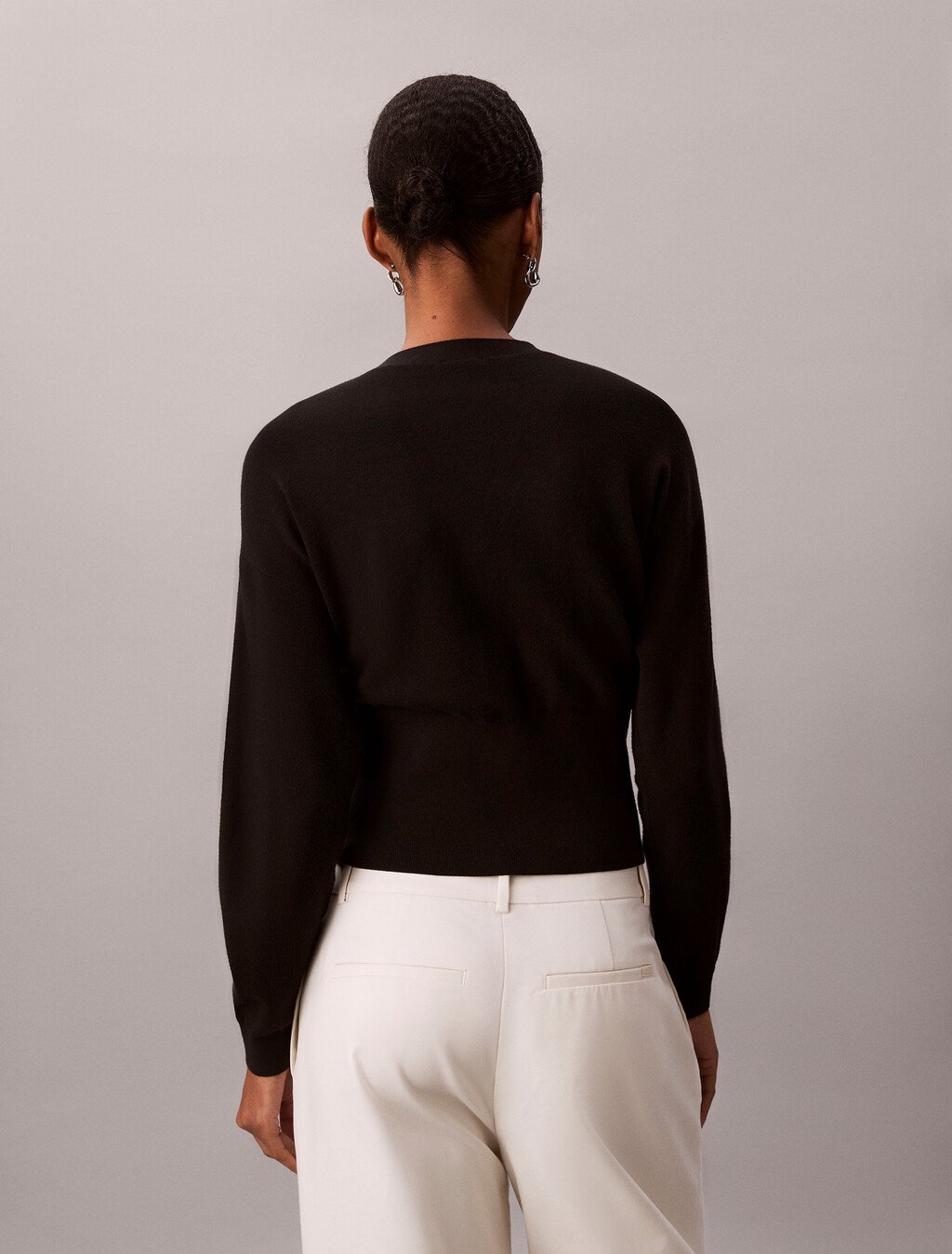 Half Milano Cardigan, Black, hi-res