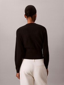 Half Milano Cardigan, Black, hi-res