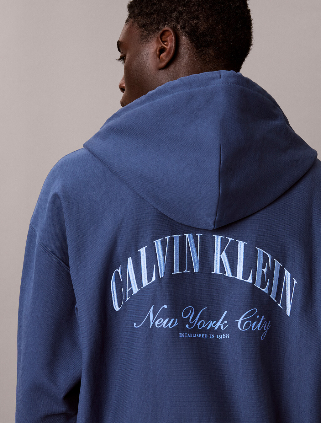 棒球風標誌拉鍊連帽外套, Dark Denim, hi-res