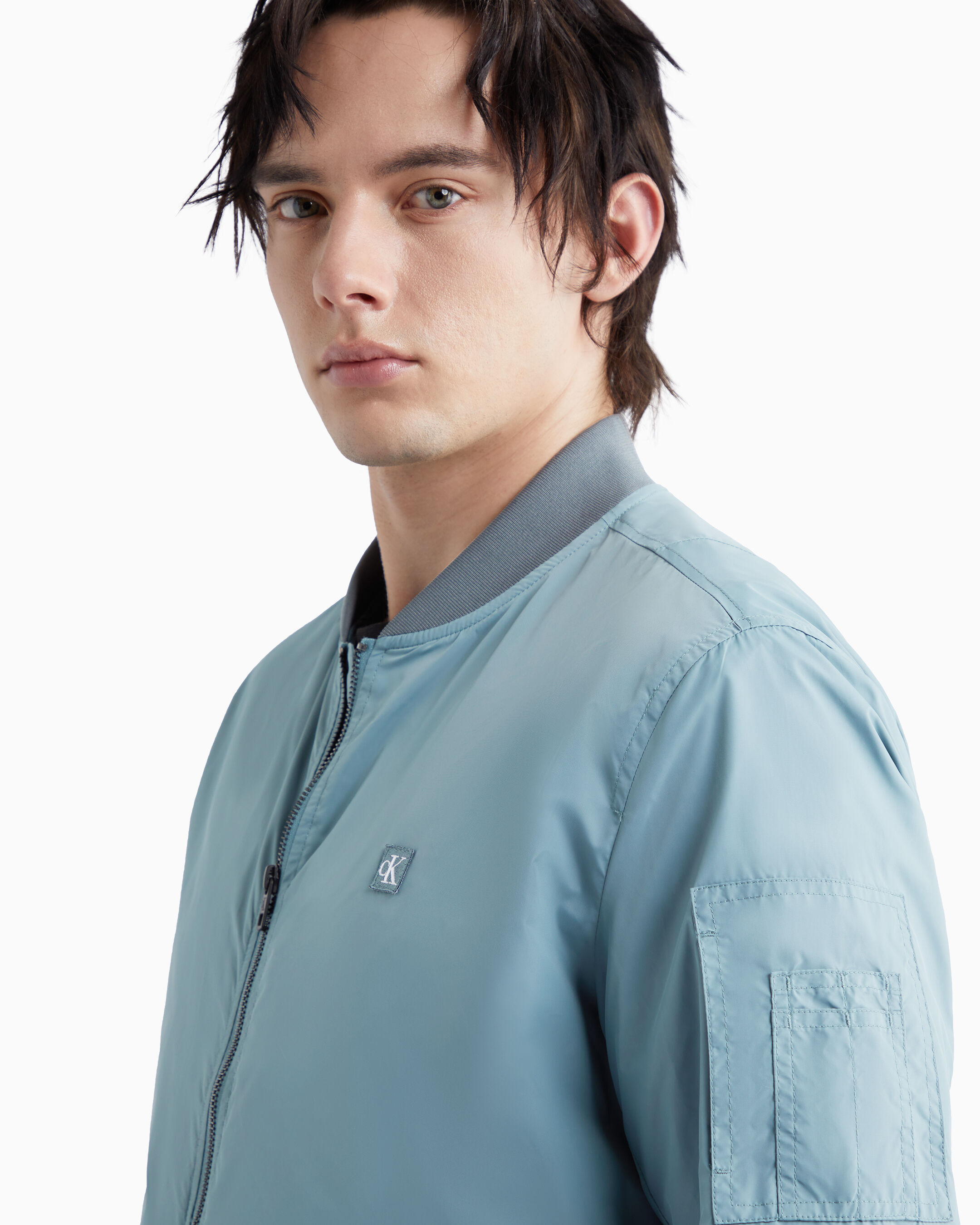 Calvin klein blue new arrivals bomber jacket