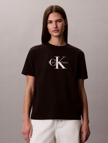 Washed Cotton Monogram T-shirt, Black, hi-res