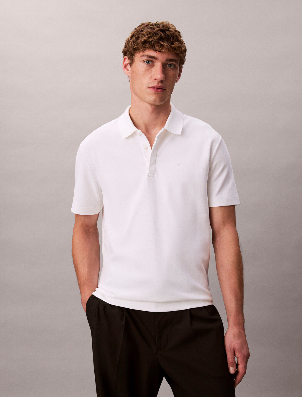Premium Cotton Polo, Bright White, hi-res