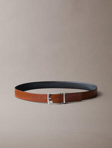 Monogram Frame Buckle Reversible Belt, Black / CK Cognac / Pewter, hi-res
