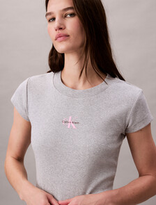 Monogram 標誌修身短版 T 恤, BC06 Grey Heather, hi-res