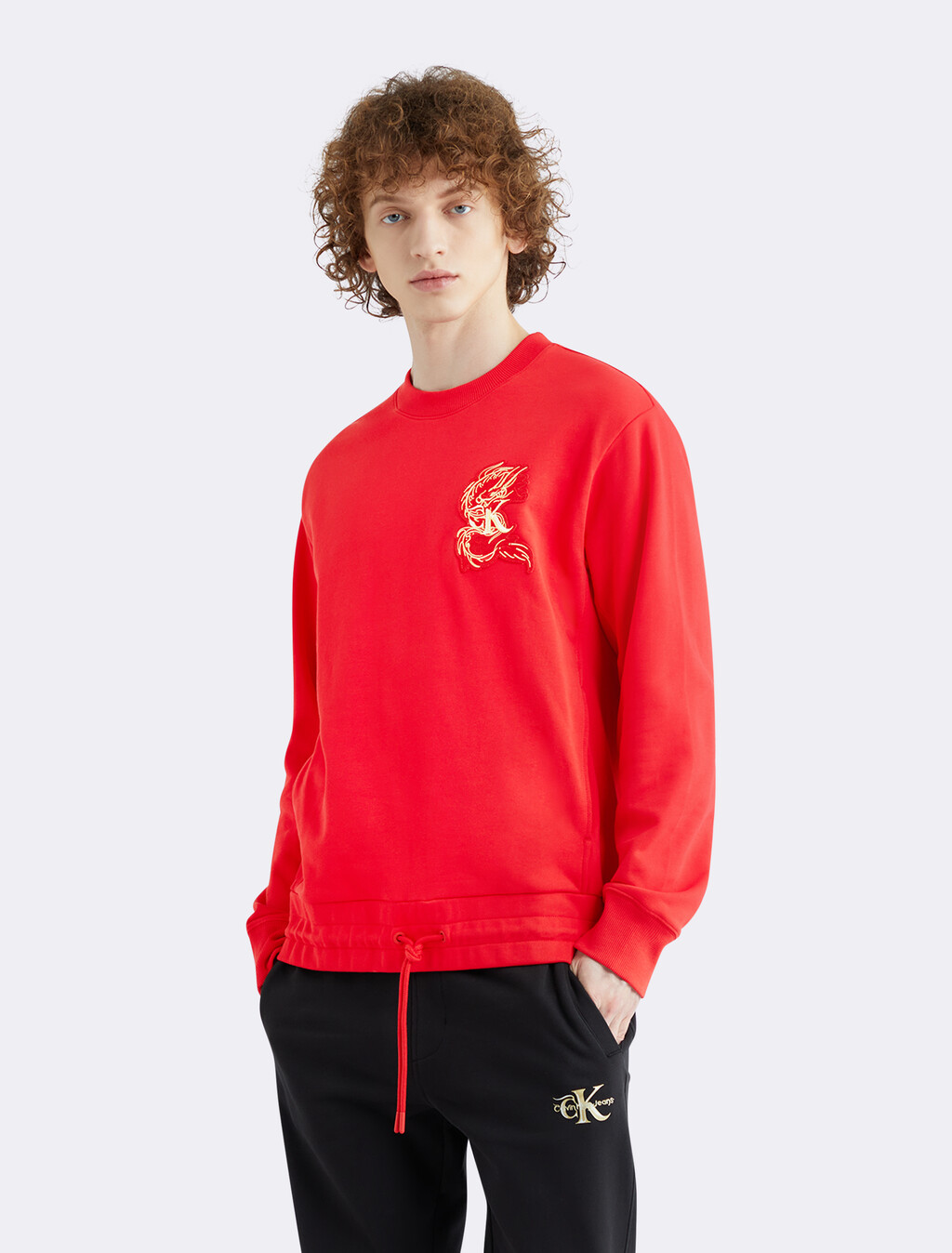 龍年中性 Monogram 圖案衛衣, Chinese Red, hi-res