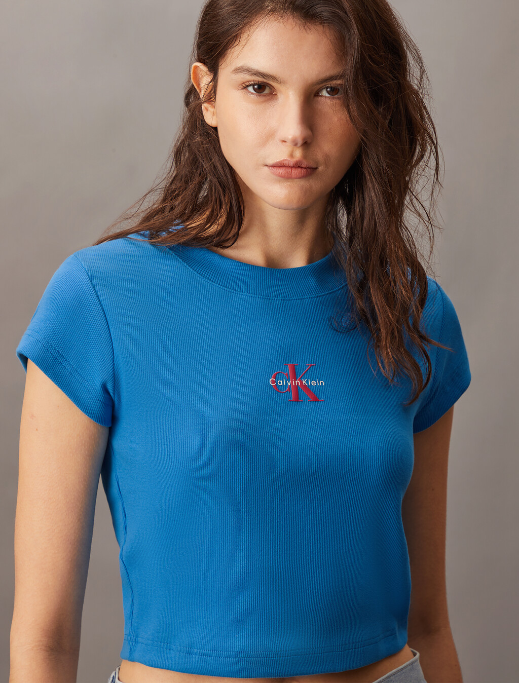 Monogram 標誌修身短版 T 恤, French Blue, hi-res