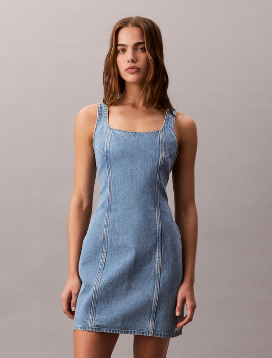 Scoop Neck Denim Mini Dress