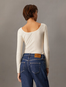 羅紋針織上衣, Ivory, hi-res