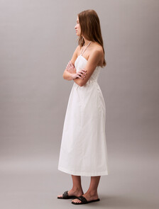 Cotton Twill Halter Dress, Blanc De Blanc, hi-res