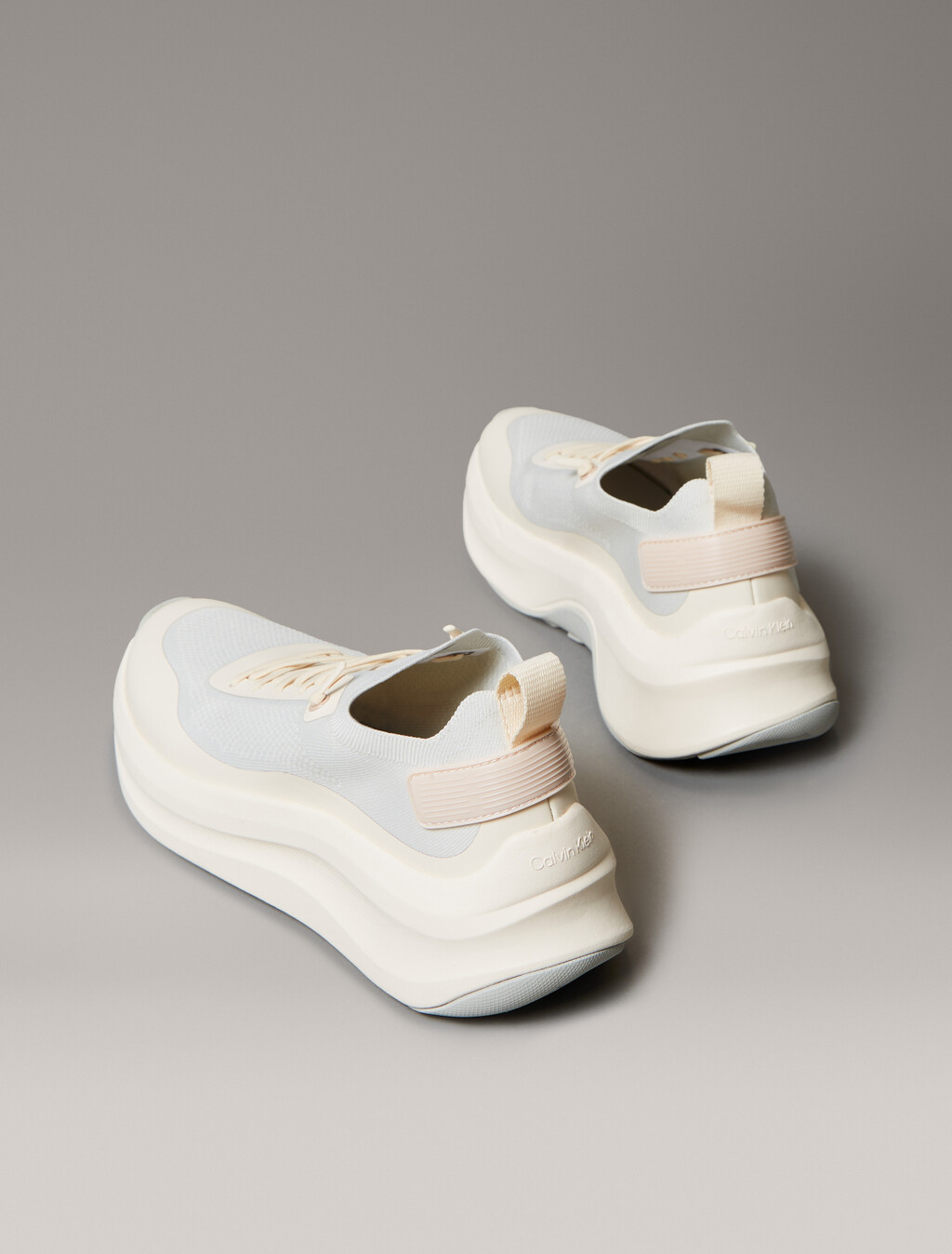 Mesh Chunky Runner Sock Trainers, Vaporous White/Light Cashew, hi-res