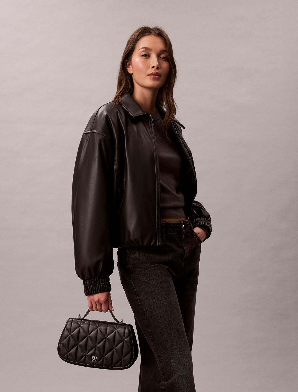 Quilted Emblem Logo Chain Bag, Black, hi-res