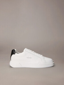 Leather Durable Traction NYC Trainers, White/Black/White, hi-res