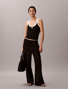 Monogram Label Tank Top, Black, hi-res