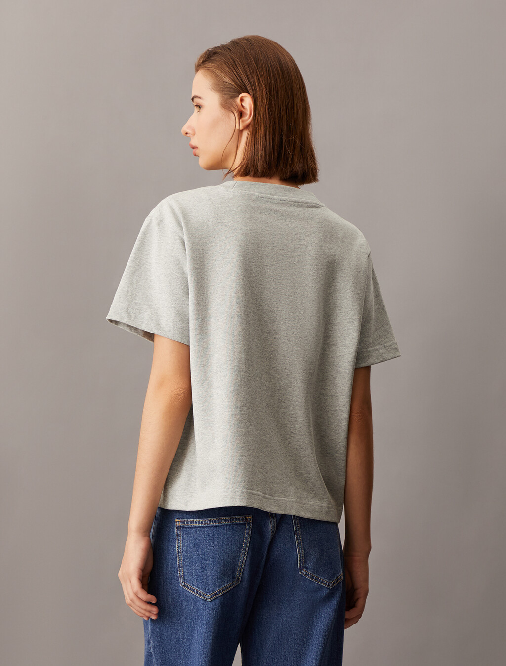 Monogram Embroidery Tee, Light Grey Heather, hi-res