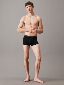 Calvin Klein Logo 低腰貼身短版四角褲 3 件組, BLACK W/ BLACK/ASH/MEDITERRANEA WBS, hi-res