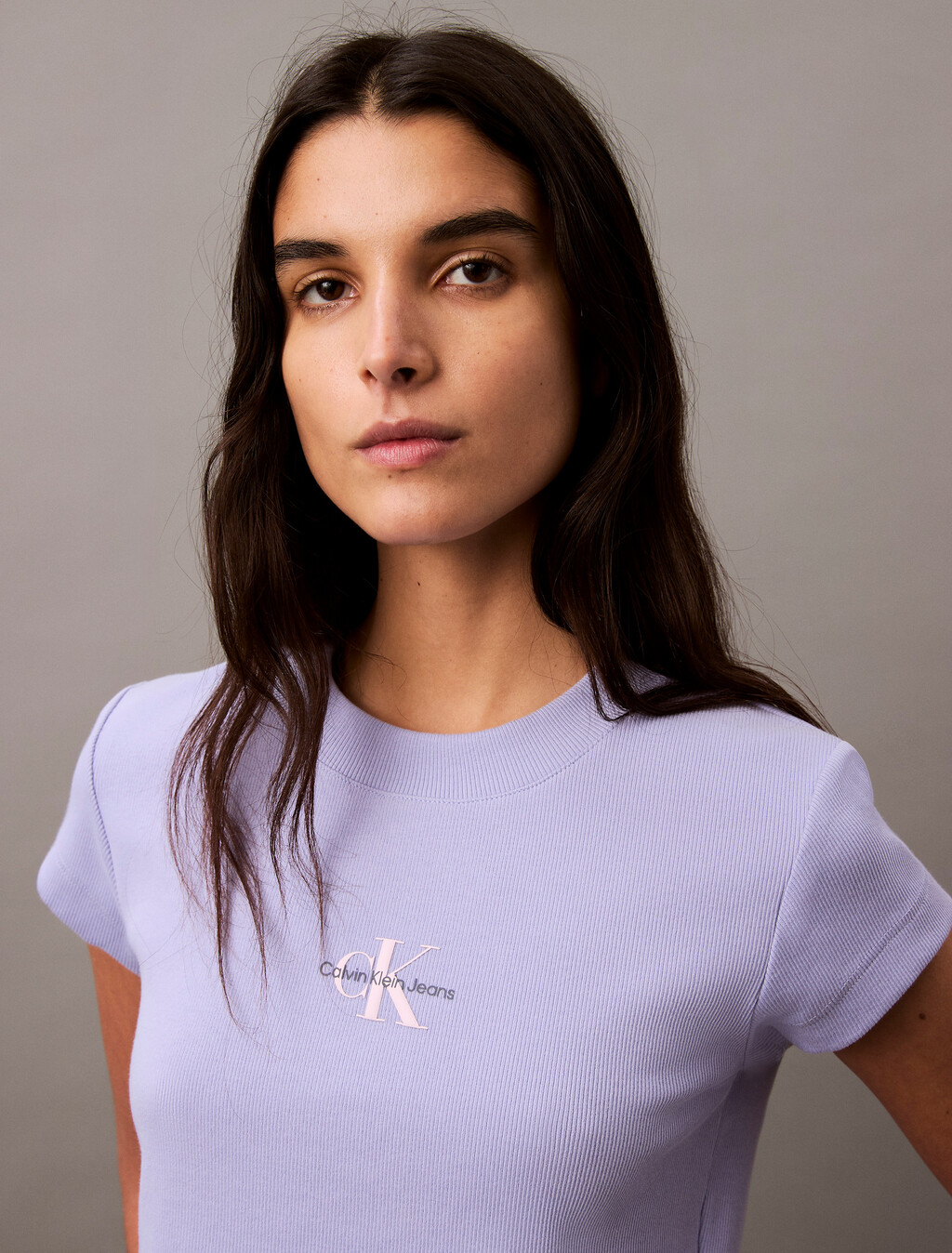Slim Cropped Monogram T-shirt, Sweet Lavender, hi-res