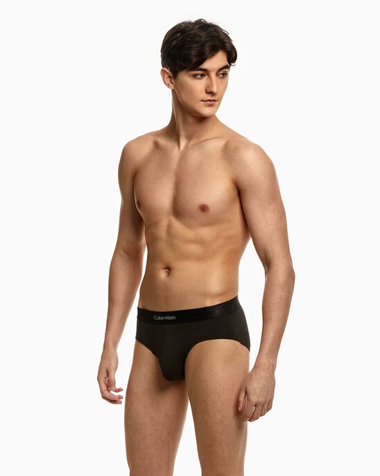 Embossed Icon Microfiber Hipster Briefs, black