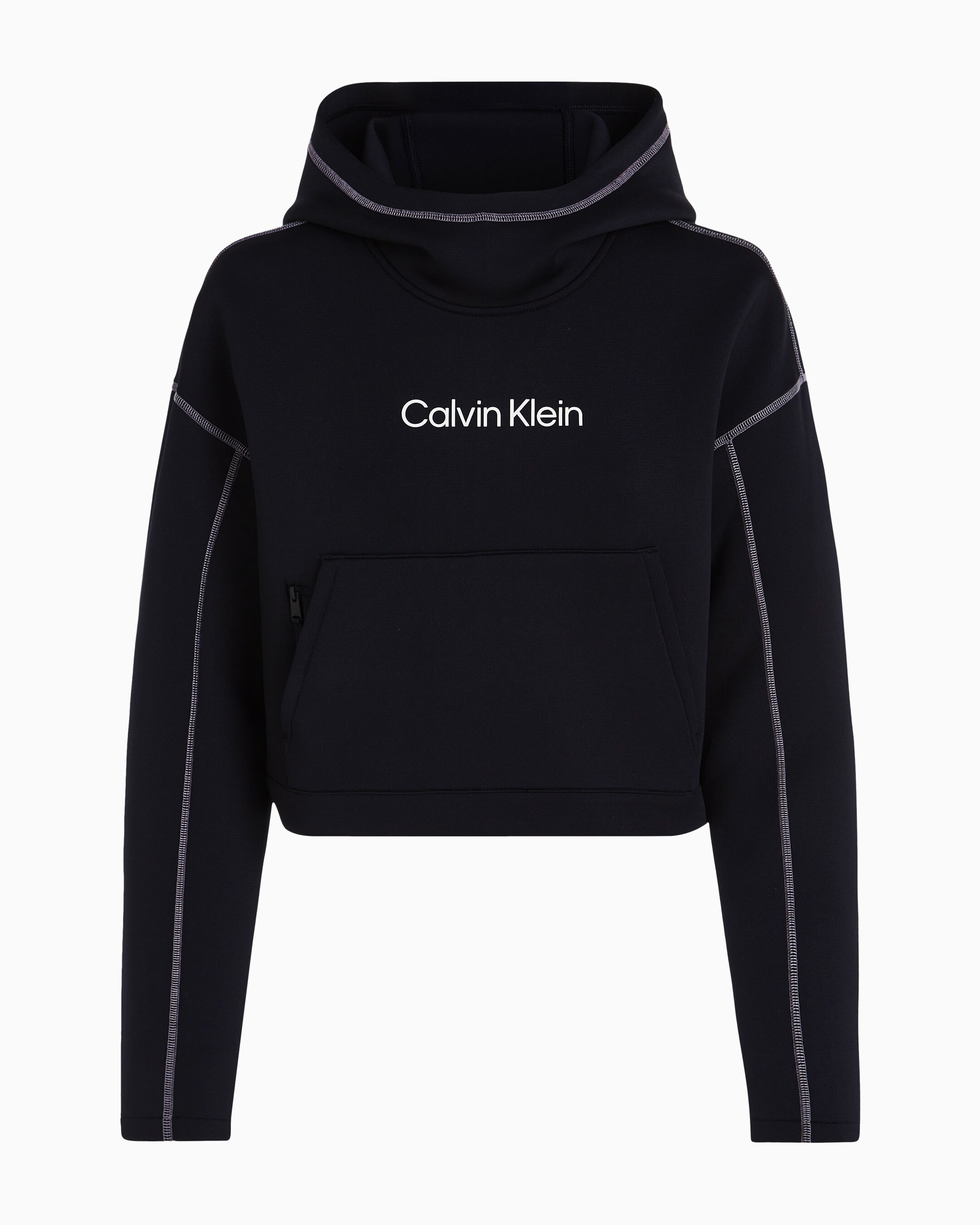 Calvin klein black cropped hoodie clearance