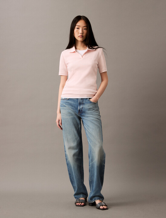 基本款修身 V 領 Polo 衫