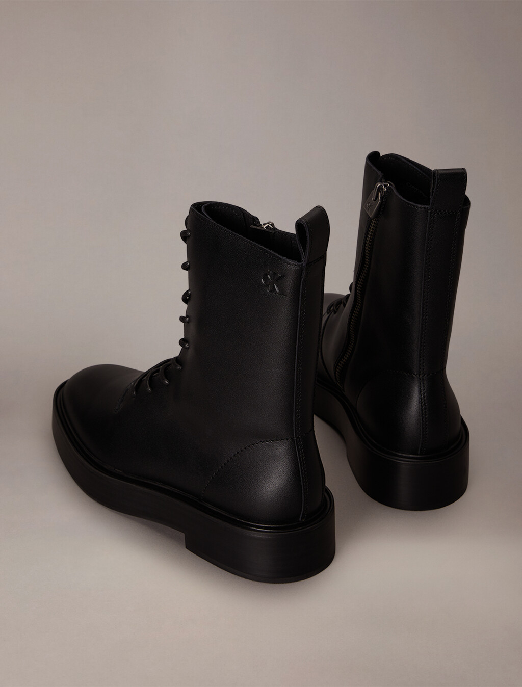 凹沿條繫帶靴, Black, hi-res