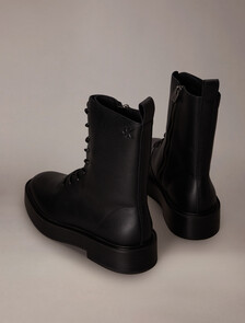 凹沿條繫帶靴, Black, hi-res