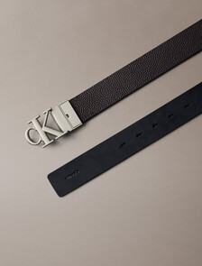 CK Buckle Reversible Tumbled Leather Belt, Black/CK Dark Brown/Brushed Nickel, hi-res