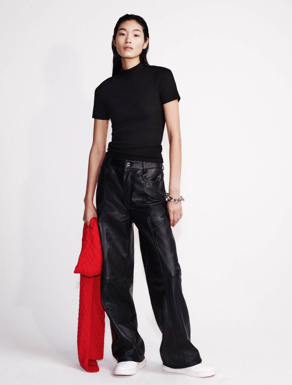 Cut Out Slim Crewneck T-Shirt, Black, hi-res