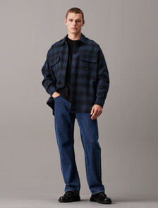 Oversized Checked Shirt Jacket, Black / Ink Check, hi-res