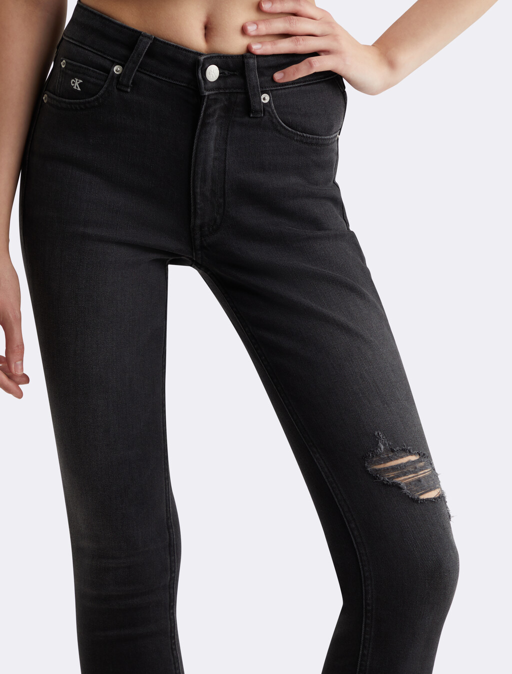 CKJ 010 Distressed High Rise Skinny Ankle Jeans, Acd Wash Black Dstr Hem, hi-res