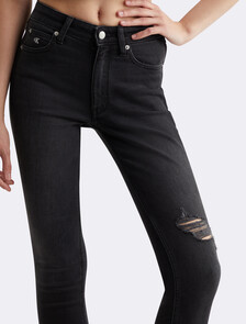 CKJ 010 Distressed High Rise Skinny Ankle Jeans, Acd Wash Black Dstr Hem, hi-res