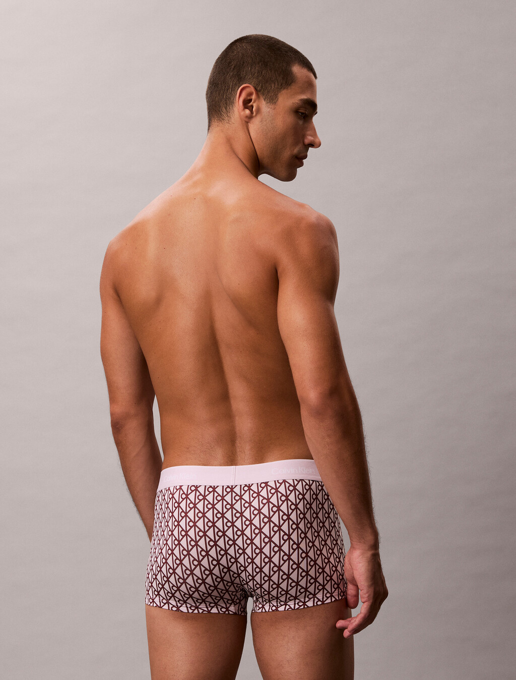 Icon Microfiber Stretch Low Rise Trunk, BIJOU MODERN EMBLEM OUTLINE_SPRING LILAC, hi-res